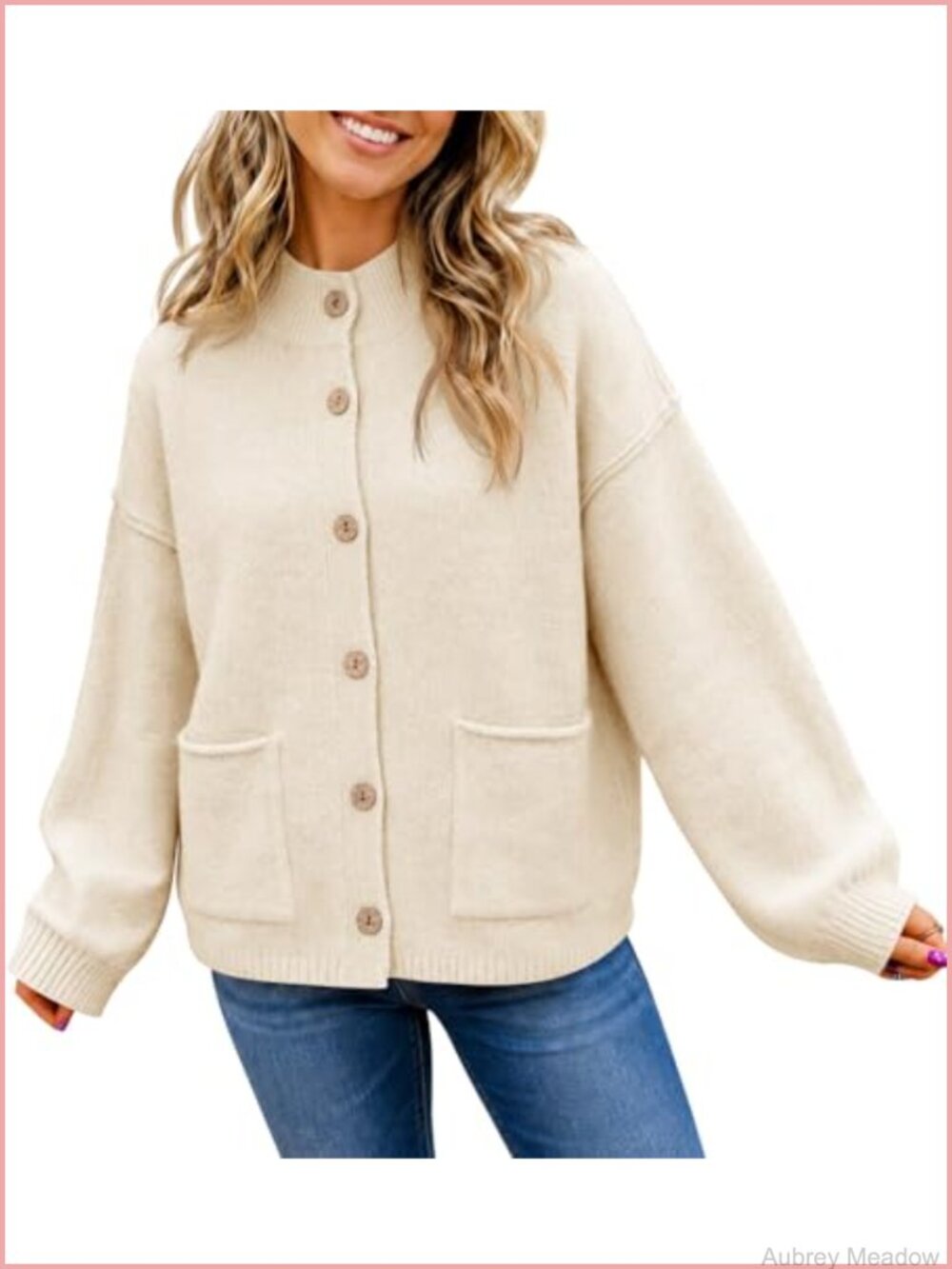 Oversized Button Up Cardigan with Pockets Long Sleeve Open Front Soft Knit